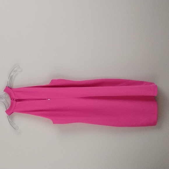 *NWT* Trina Turk Luxe Bright Pink Sleeveless High Neck Statement Midi Dress - Picture 5 of 16